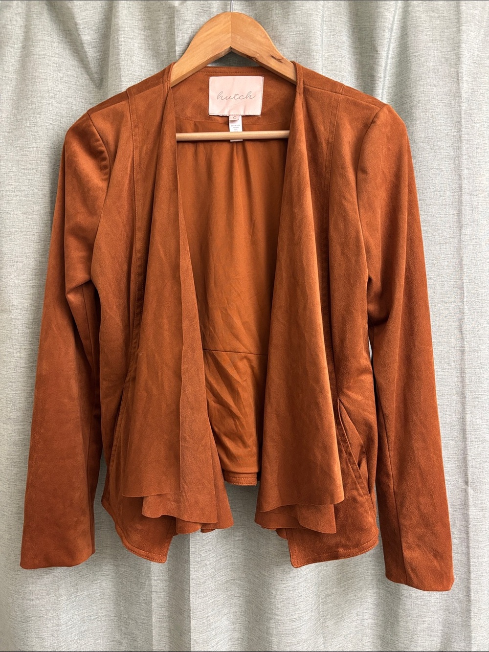 Hutch Faux Suede Open Front Drape Cardigan Jacket Size Small